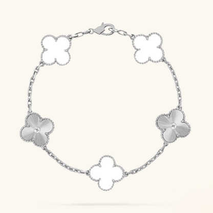 TRÉBOL | Pulsera Plateada/Blanca