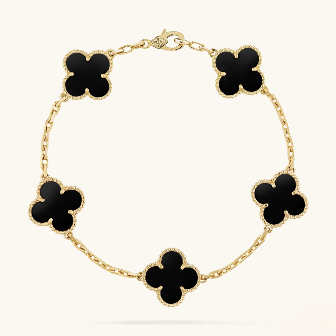 TRÉBOL | Pulsera Dorada/Negra