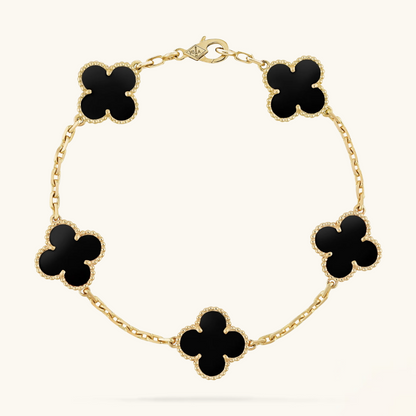 TRÉBOL | Pulsera Dorada/Negra