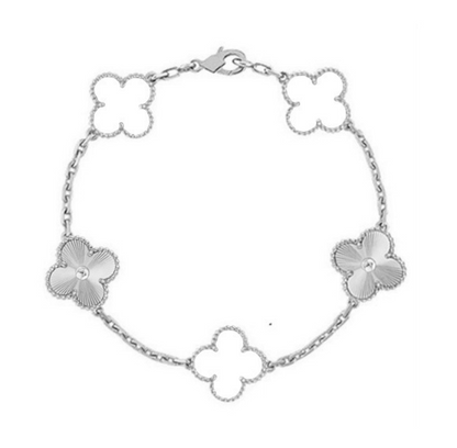 TRÉBOL | Pulsera Plateada/Blanca